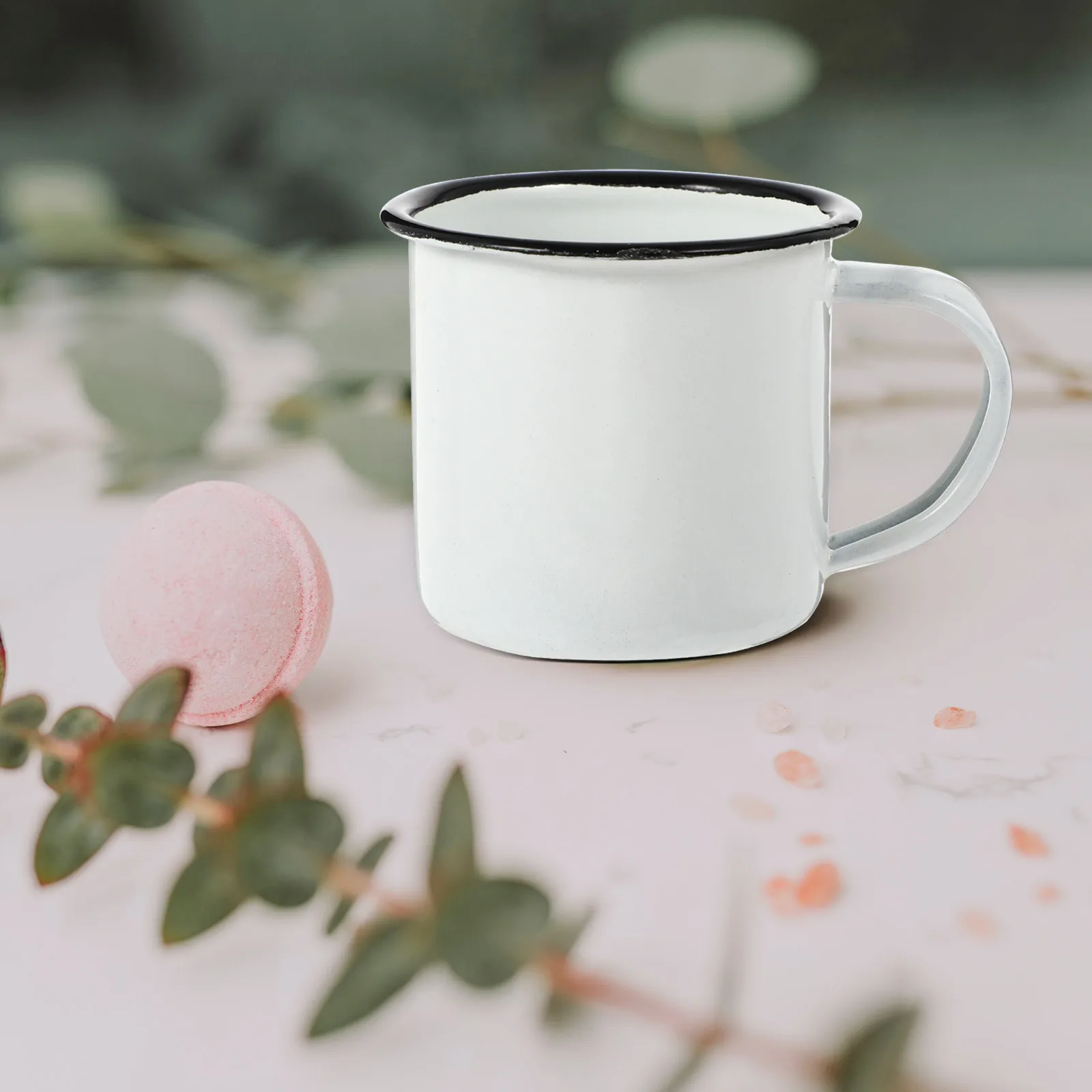 

Vintage Mug White Enamel Household Party Tableware Cup Retro Enamelware Water Tumbler