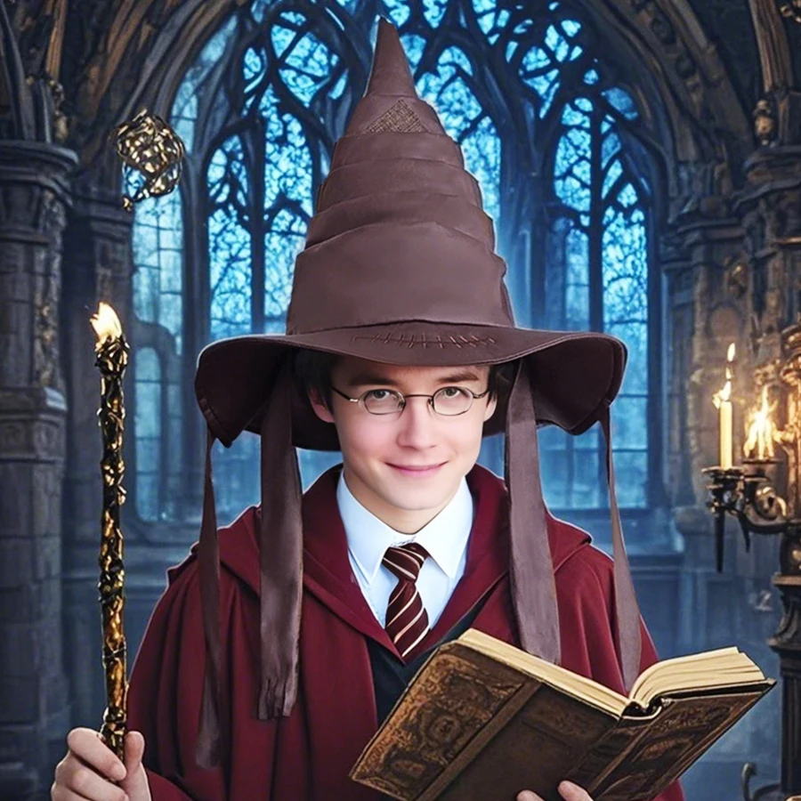 

Anime Movies Witch Wizard Hat Potters Sorting Hat Leather Halloween Party Props Dress Up Hat Men Cosplay Costume Accessories