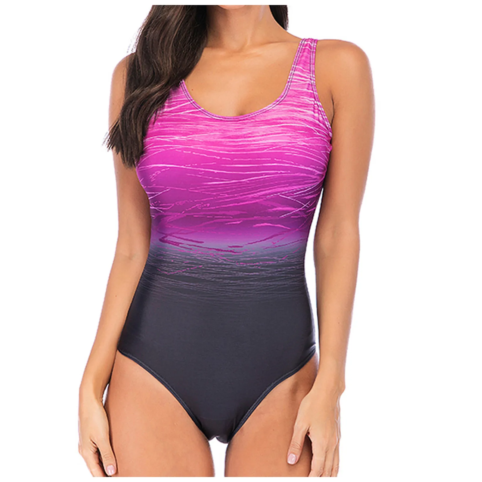 

Gradient Large Size One Piece Swimsuit Sports Swimwear Push Up Monokini Women Brazilian Banthing Suit Swimming Biquini Beachwear