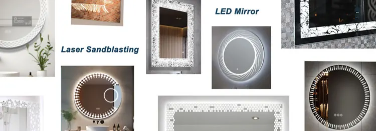 آلة السفع الرملي بالليزر عالية الدقة آلة صنع المرآة لغرفة الحمام مرآة LED