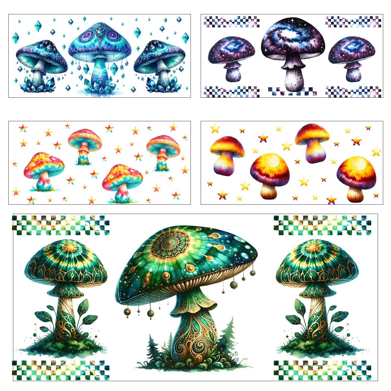 

Psychedelic mystery mushroom easy peel waterproof DIY Decals 3D transfers uvdtf crystal stickers 16oz uv dtf cup wraps