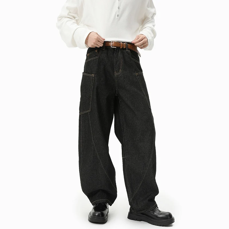 LUZHEN Fashion Original Celana Jeans Kasual Lurus Multi Kantong Dekoratif Pria 2025 Baru Berkualitas Tinggi Celana Denim Longgar Lebar JY4795