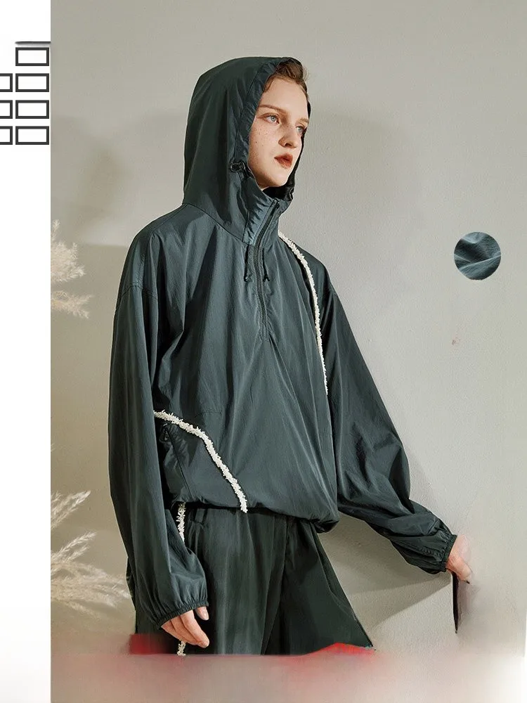 

Свободная толстовка с капюшоном, женский спортивный топ на открытом воздухе, дизайн на молнии, нейлоновый материал, повседневный удобный Sle, новинка 2025 г.