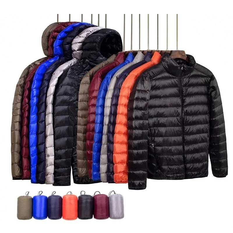 Jaqueta ultraleve masculina com capuz, parka acolchoada quente, casacos casuais, outono, inverno, casacos de primavera