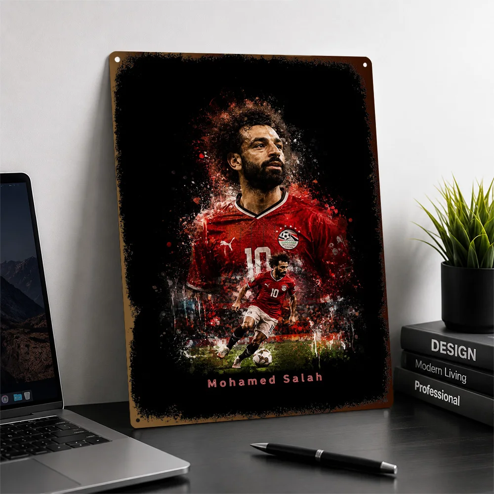 Mohamed Salah Football Textured Poster Personalized Aluminum Metal Sign Matchday Hero Style Wall Art Made For Loyal Supporters