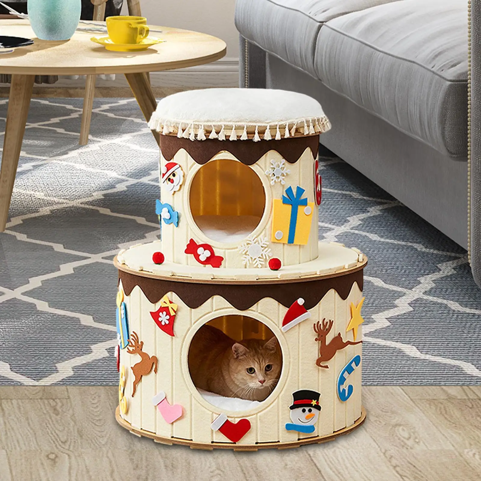 Double Layer Cat Bed House Nest Cat Hide Cube for Hide Exercising Sleeping