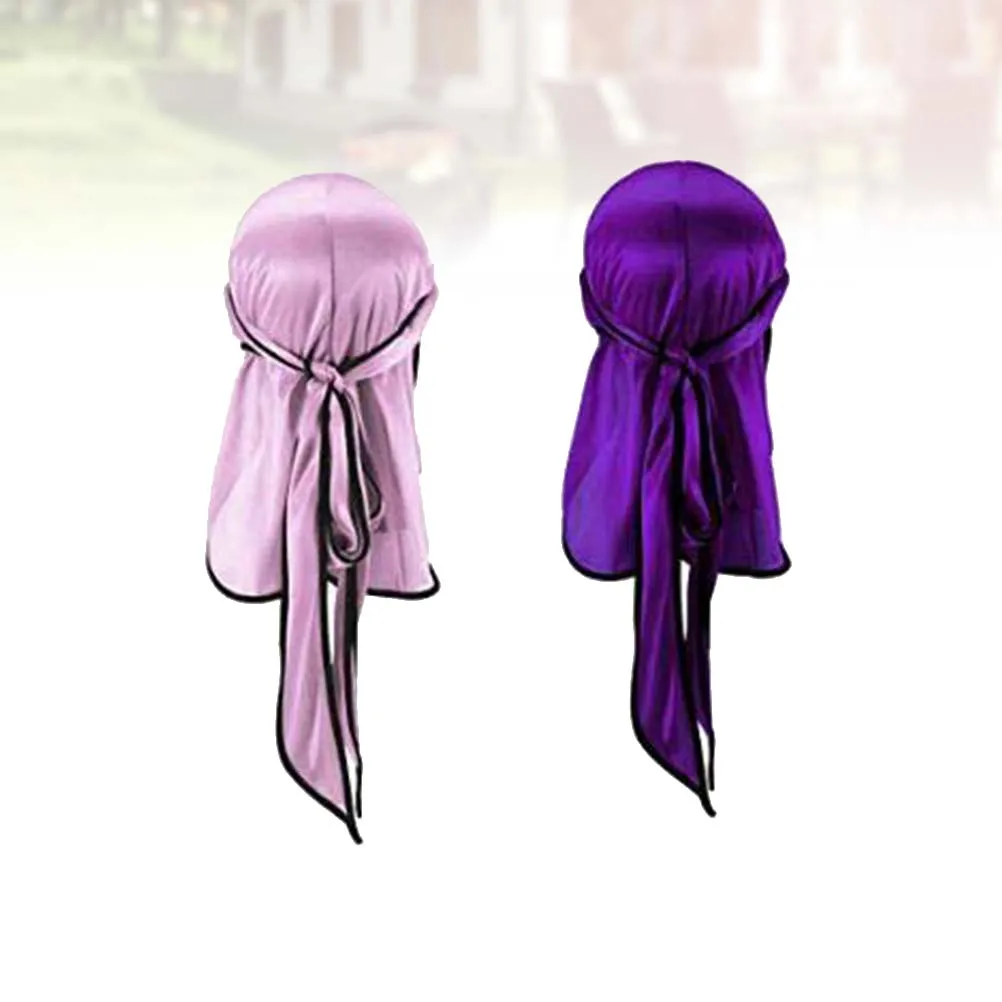 

2Pcs Elastic Headscarf Women Satin Turban Hats Bonnet Hair Scarf Stylish Kerchief Soft Material One Size Fits All