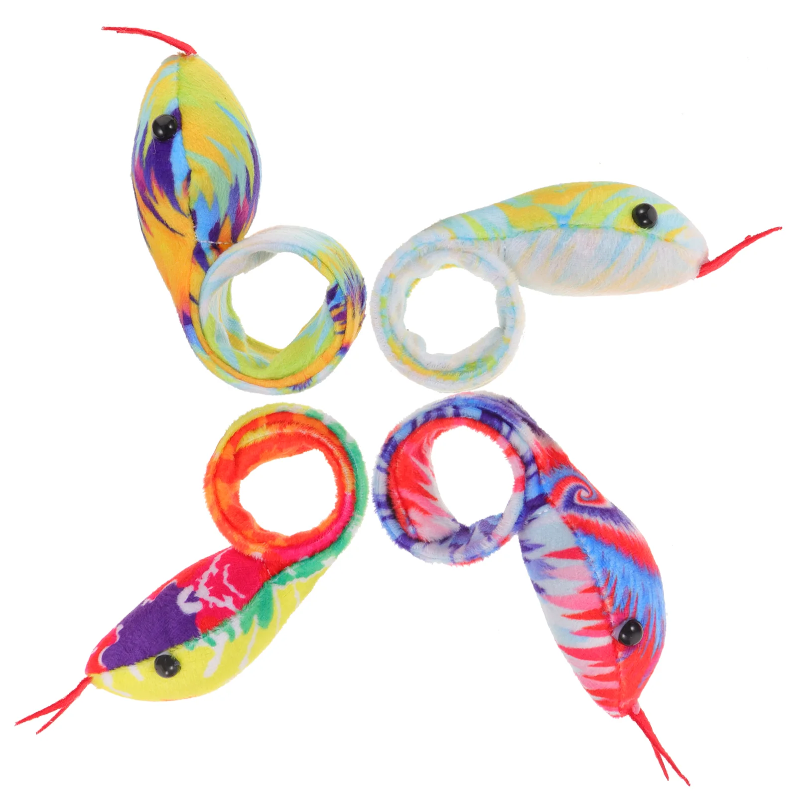 4 Pcs Snake Ring Stuffed Animal Bracelet Toys Slap Bracelets for Boys Serpentine Supplies Cloth Kids