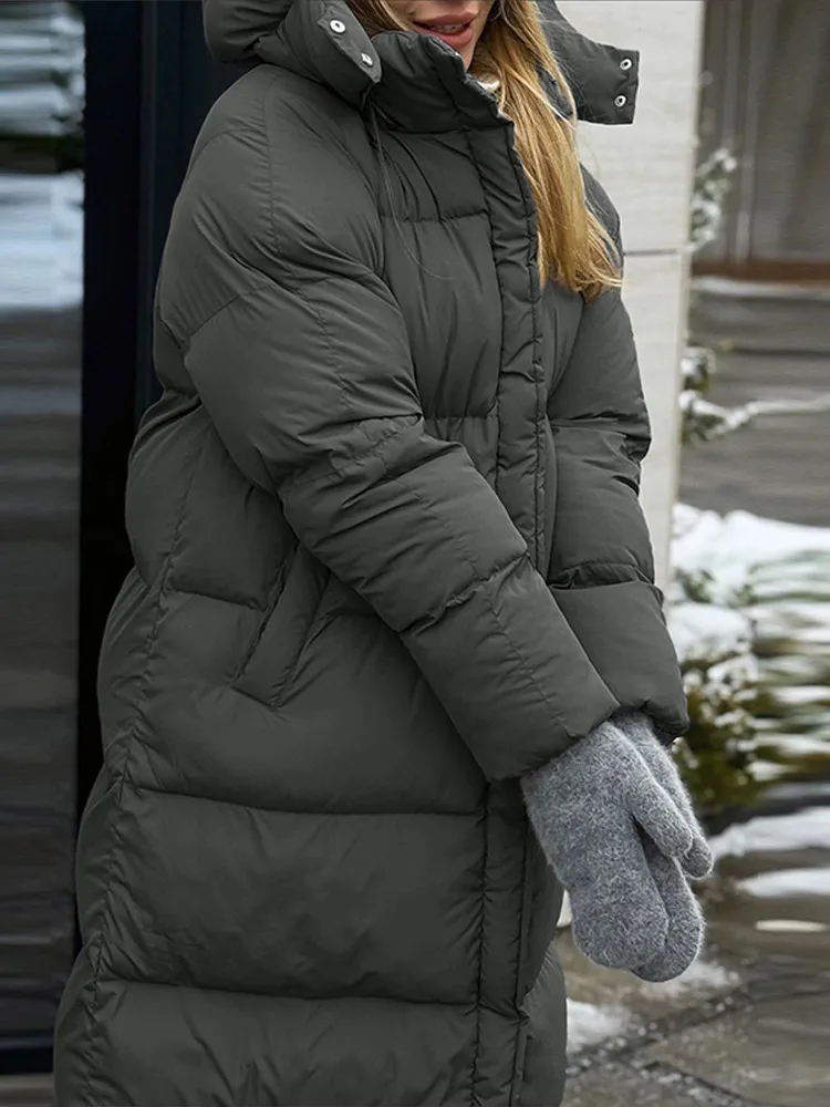 

Winter Warm Cotton Long Jacket Women Hooded Parkas Thick Padded Windproof Overcoat 2025 Casual Loose Snow Wear Lady Outerwear