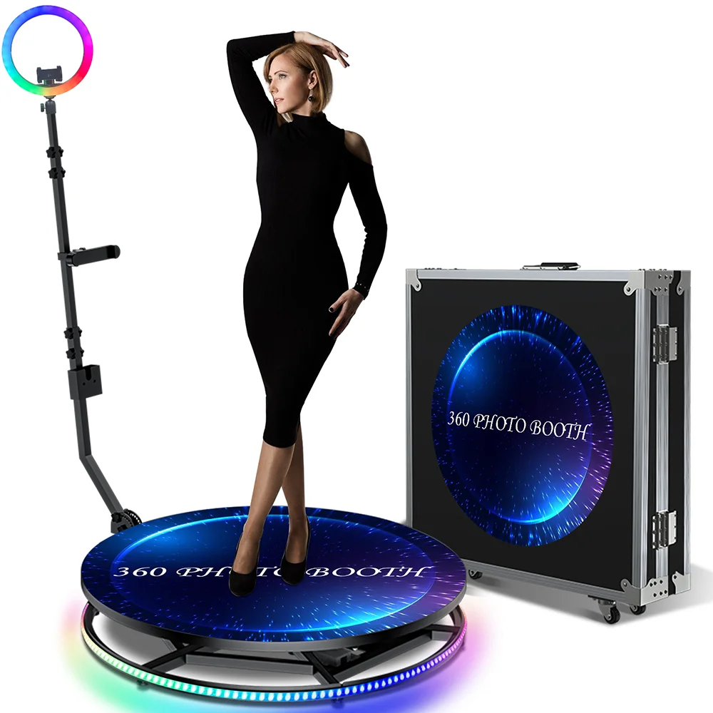 

80 90 100cm Rotating Photo Booth 360 Camera Photo Booth Spin Stand 360 Photo Booth Automatic Rotating Selfie Machine for Parties