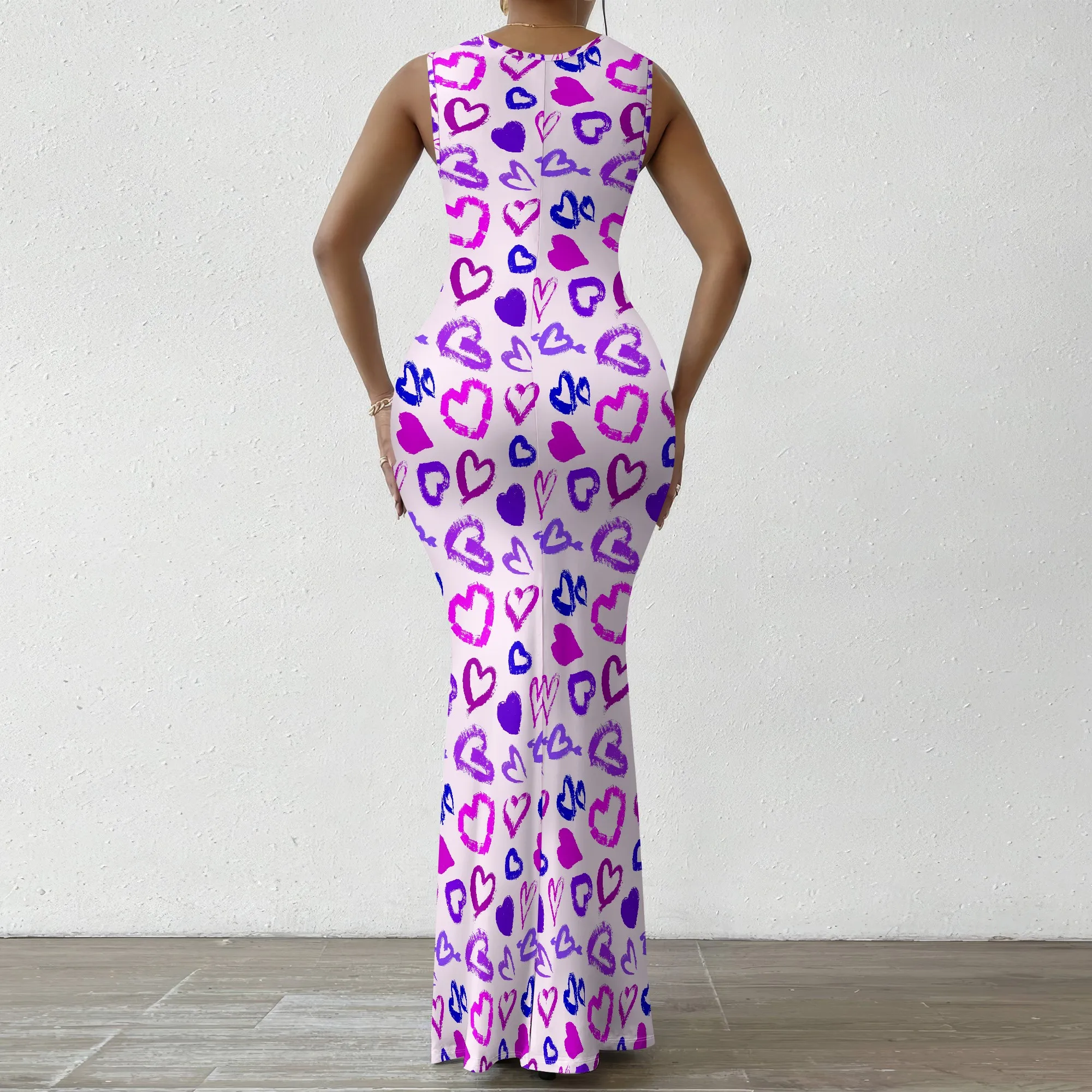 Women's Mermaid Dress Fitted Cowl Neck Fishtail Dress XS-2XL Heart Design for Christmas Party New Year's Eve