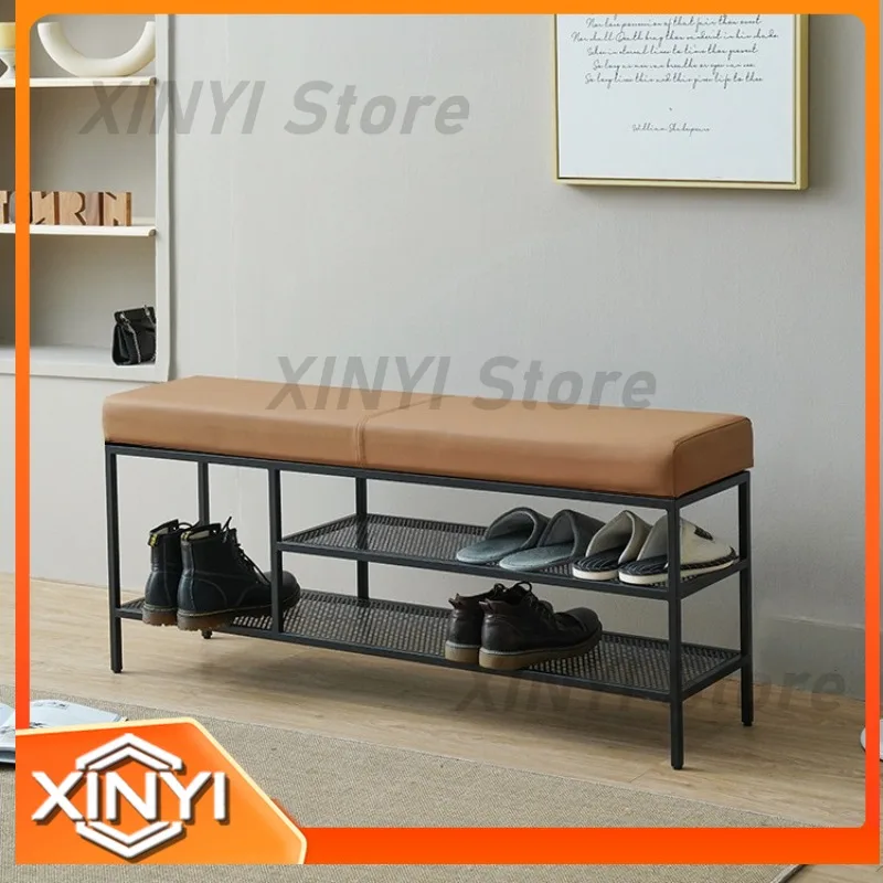 Shoe Change Stool for Home Doorway Long Seat Stool Shoe Rack and Cabinet Integrated Storage Solution