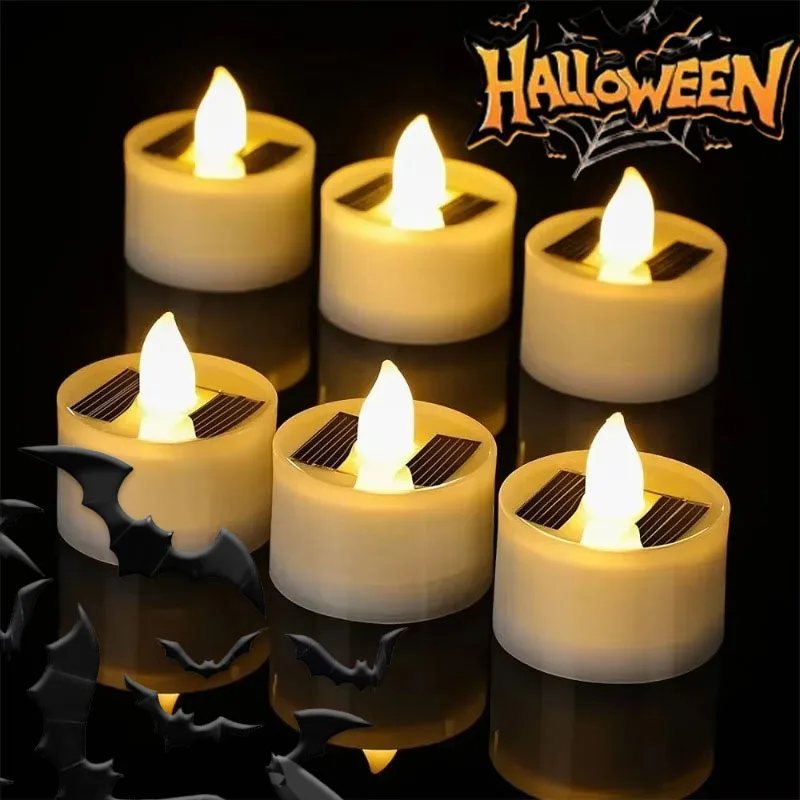1-72PCS Solar LED Flameless Candle Outdoor Waterproof Light for Halloween Garden Party Decoration Path Lamp