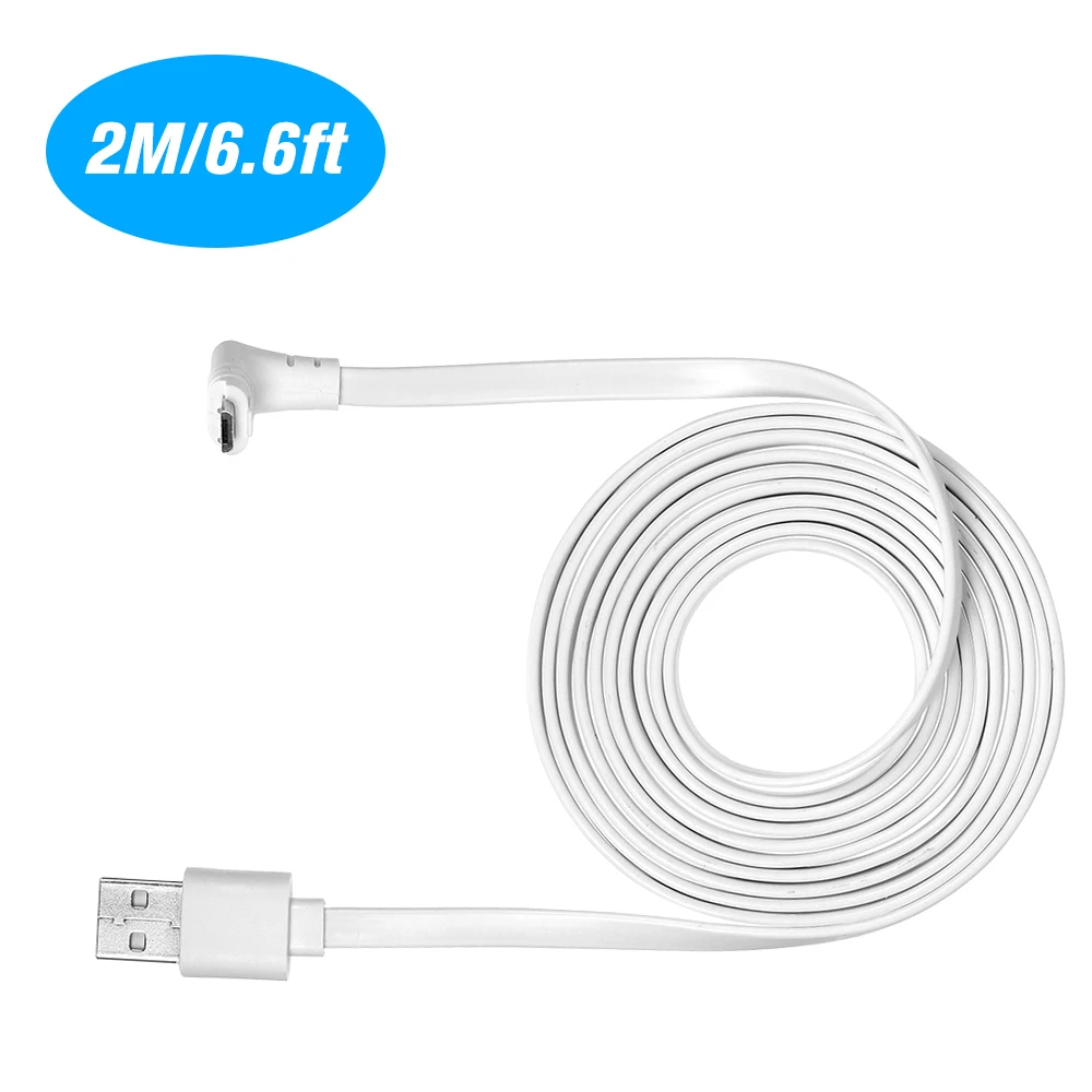 2M/6.6ft Charging Power Cable Fits for Arlo Pro Arlo Pro 2 Arlo GO Arlo Light Weatherproof Indoor/Outdoor Flat Cable USB Cable