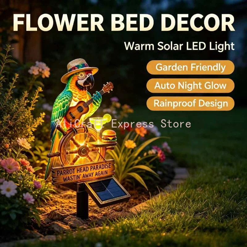 Parrot Solar Powered Garden Light Rainproof No Wiring Outdoor Lawn Pathway Warm Night Ornament