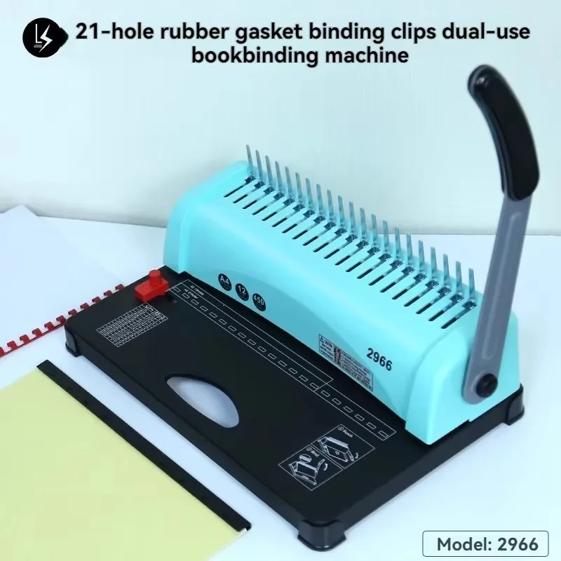 21 Hole 2966 Comb Punching Binding Machine, Rubber Ring Binder for Bidding Documents, Contracts and Vouchers