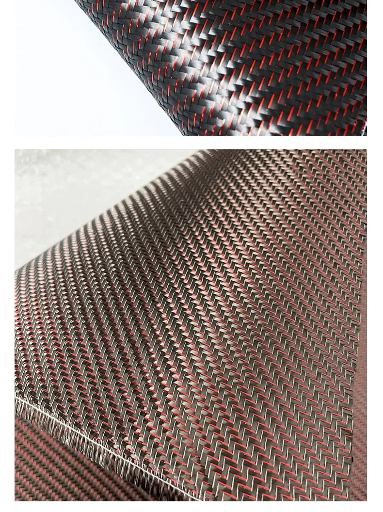 Red Metalic Carbon Fiber Cloth, 100% 3K Carbon Fiber + Red Metal Cloth, DIY Auto Parts, Surface Decoration