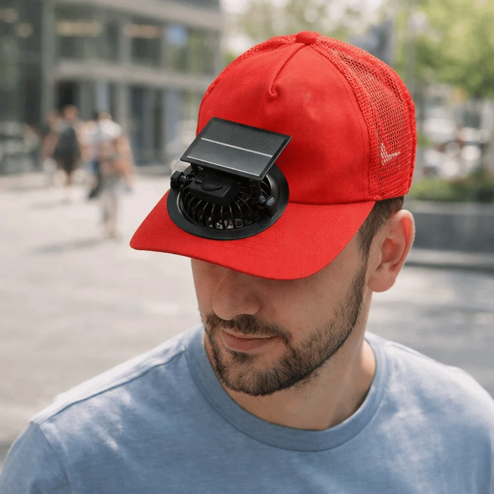 Cooling Technology Breathable Summer Fan Sunhat Mesh Strong Wind Baseball Cap Wide Brim USB / Solar Powered Solar Fan Cap Men