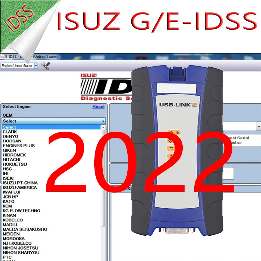 2022 for Isuzu IDSS G-IDSS E-IDSS Commercial Vehicles Excavator Truck Diagnostic Scanner Tool + NEXQ USB LINK 2