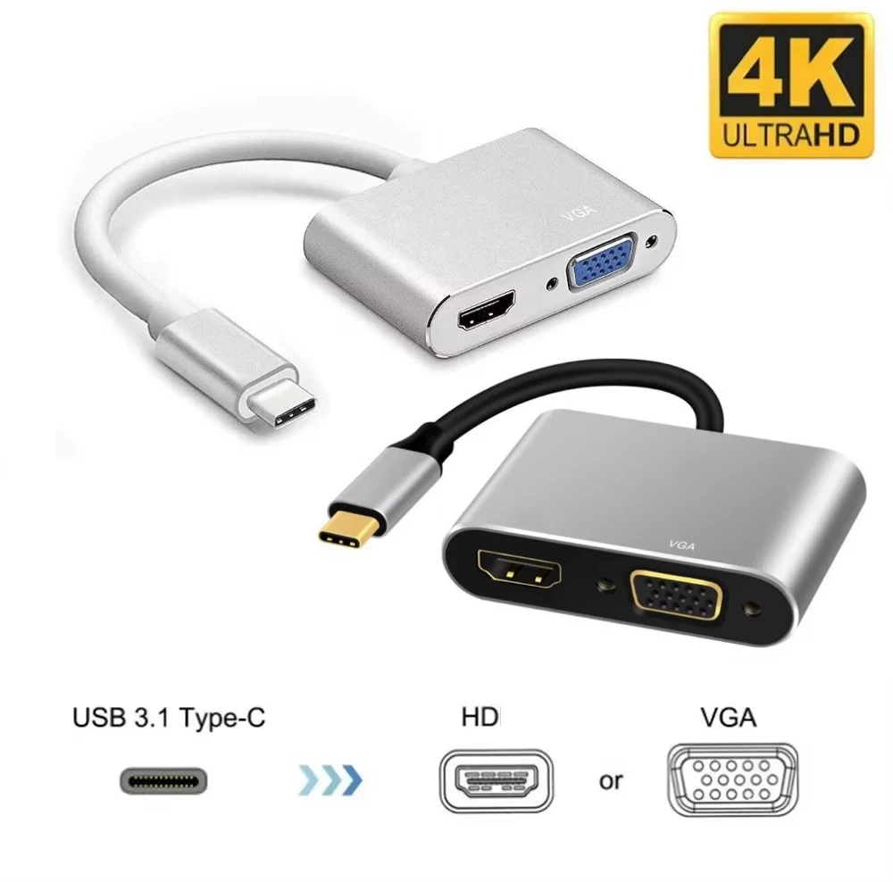 4K type c to HDMI-compatible VGA Converter DP ALT MODE video adapter for Macbook Pro Samsung S9 S10 Huawei