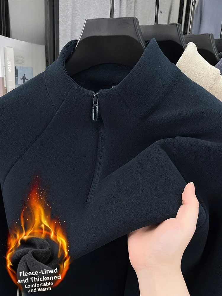 

Lormen Men's Wool Blend Sweatirt Zip-Up Casual Thiened Warm Stand Collar f-Zip Leisure Faion Ci Sle Winter Wear