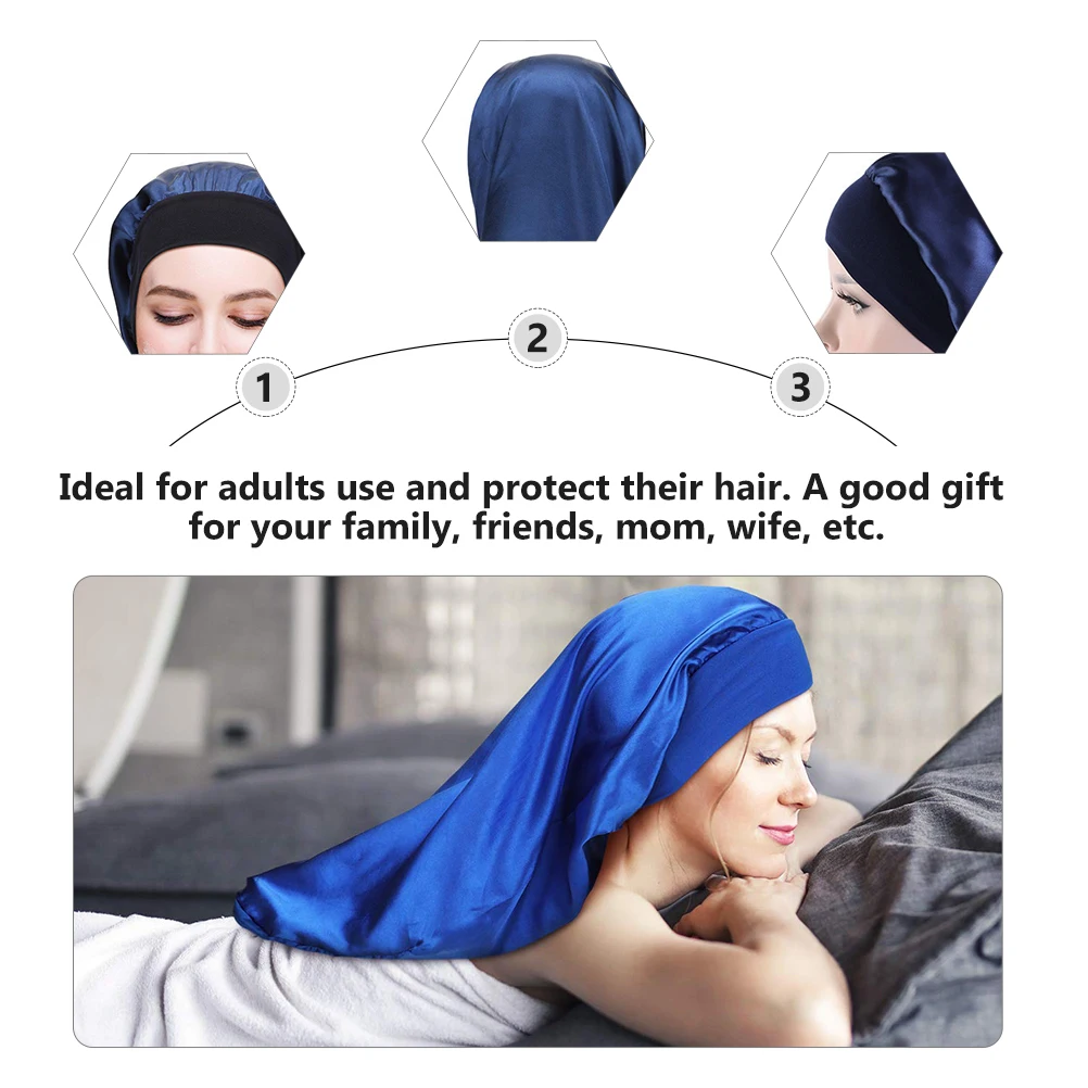 

6pcs Satin Sleep Long Hair Elastic Headband Durable Lightweight Portable Solid Color Comfortable Makeup Face Gift Bonnet Wide
