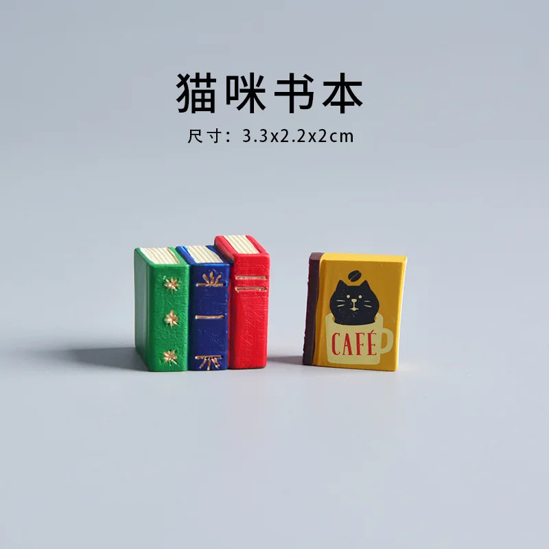 ZAKKA Cute Cat Kitten Model Book Miniatures Dharma Resin Handicraft Decoration Figurine Desktop Ornament Pendant  Birthday Gifts