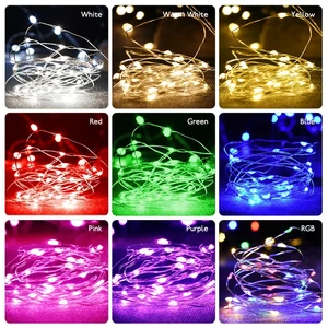 Dây đồng LED Vòng hoa Tinsel, Fed Pin, Đèn cổ tích Holiday, Giáng sinh, Trang trí tiệc cưới, 10m, 5M, 3M, 2M 10 Ánh sáng đêm bán hàng chính - 1