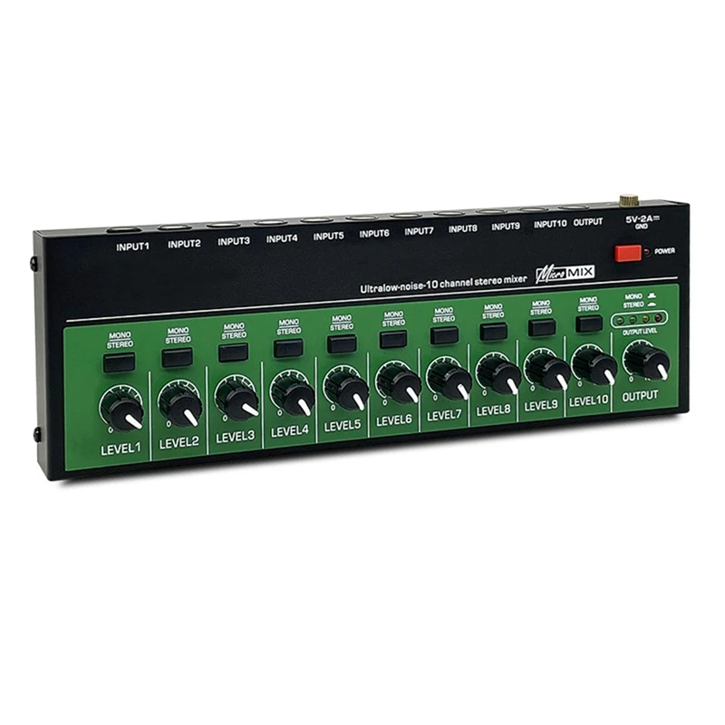 MX1002 Amplificador de auriculares estéreo de 10 canales Mini amplificador de audio portátil de ruido ultrabajo divisor de auriculares