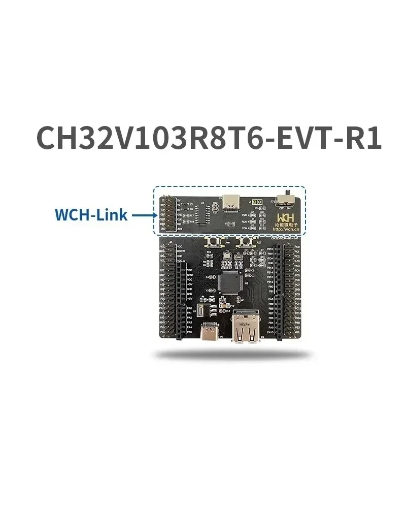 CH32V103R8T6-EVT-R1 Entwicklungsboard, On-Board WCH-Link Debugger CH32V103R8T6 Mikrocontroller-Evaluierungsboards