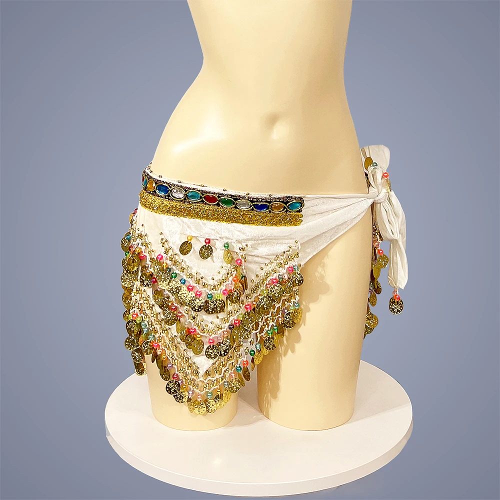 Wholesale Belly Dance Hip Scarf Coins Sequins Chain Dancing Hip Scarf Warp Belllydance Costume Belt For Womens Skirt Dancer Wear