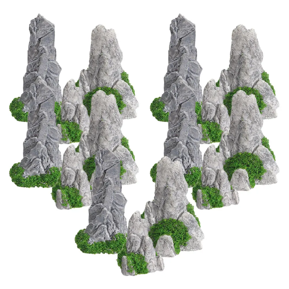 15Pcs Miniature Resin Rockery Set Realistic Mountain Waterfall Decor DIY Zen Garden Micro Landscape Desktop Office Home Bonsai