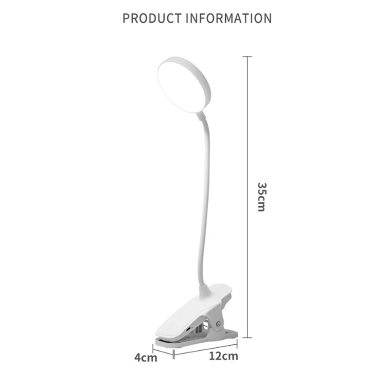 ABXF-3 レベル調光クリップオンランプ LED ブックライト - ベッド & デスク用の柔軟なグースネック読書灯 - 目に優しいナイトライト