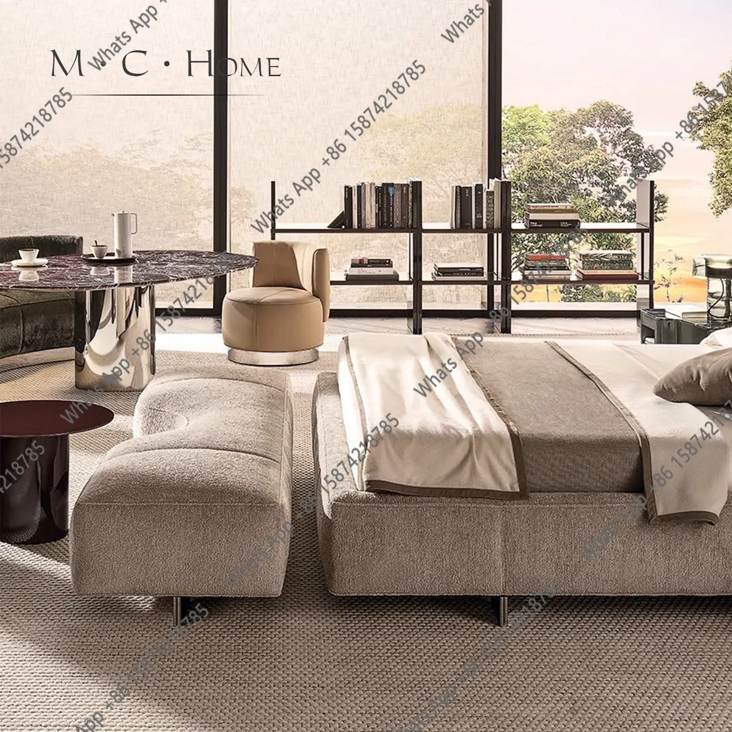 X40 Italian Bedside Bench Designer Cloakroom Bench Model Room Sofa Side Bench Yves Bedside