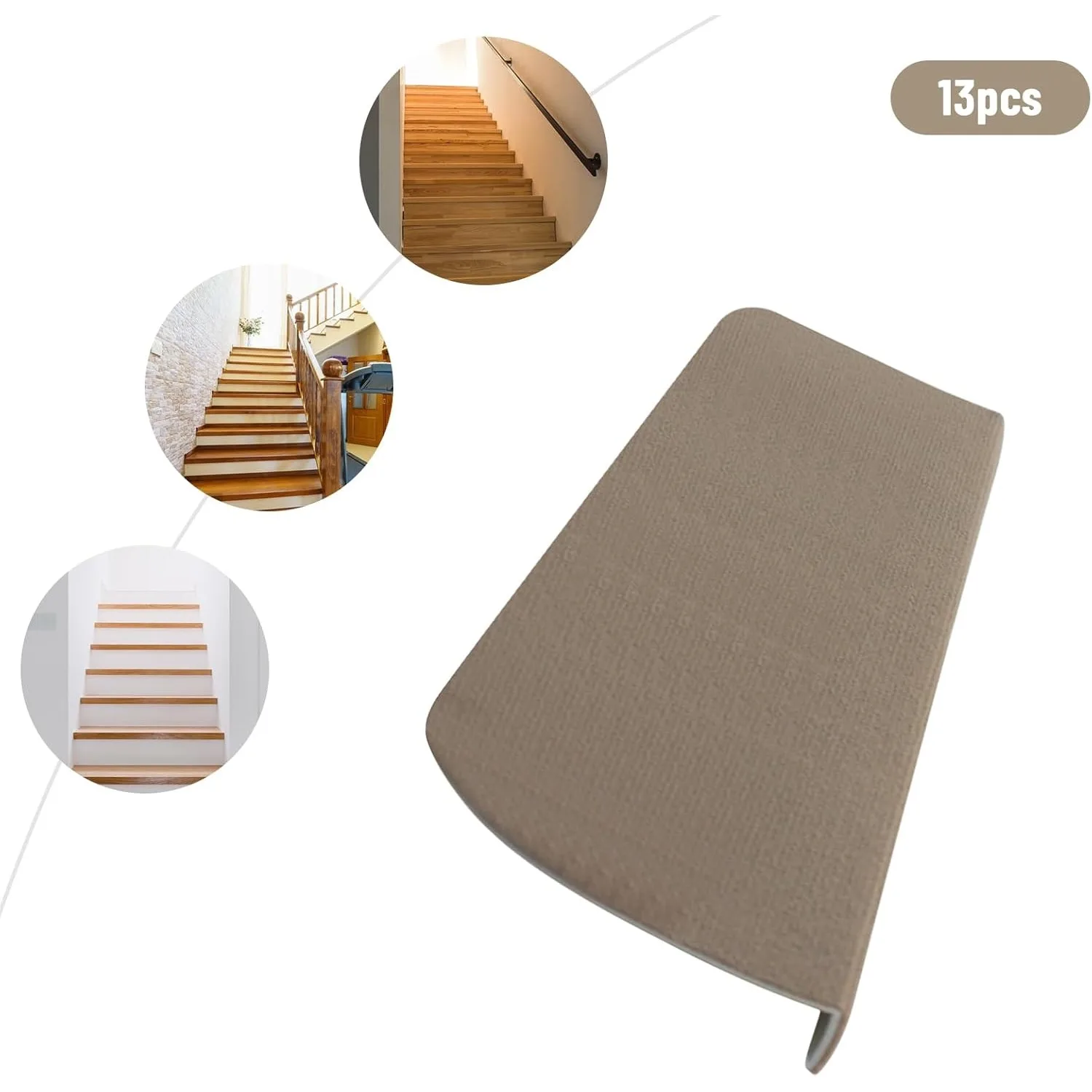 Tapis de marche d'escalier antidérapant avec support en plastique, couvre-marches, coussinets Lea, enfants et animaux de compagnie