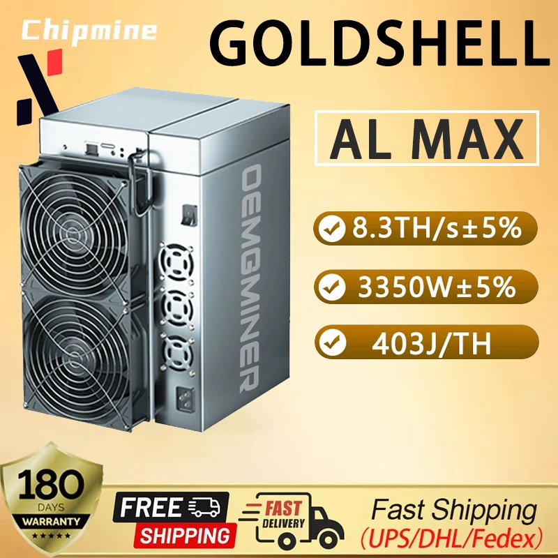 Chegam novas goldshell al max alph crypto mineiro poderoso 8.3th/s 3350w potência para moedas alph alhium asic máquina de mineração