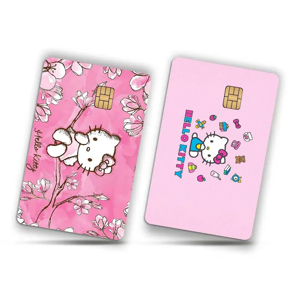 Cute K-Kittys Cartoon H-Hellos Credit Card Stickers No Adhesive Residue Water Proof For VISA Credit Card Subway Access Card