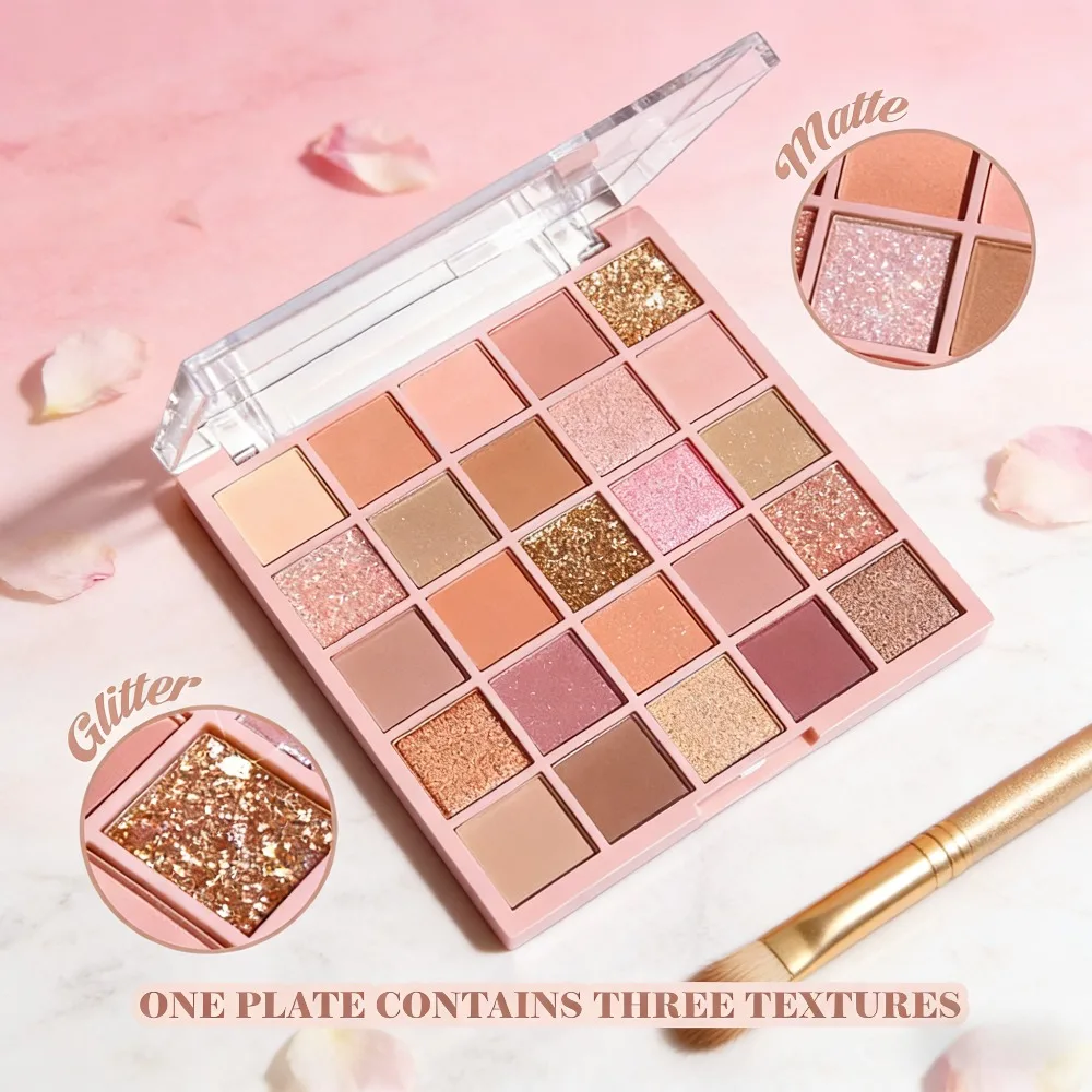 25 色のアイシャドウ パレット 防水 マット グリッター 長持ち ブレンド可能 マルチルック デイナイト パーティー メイクアップ