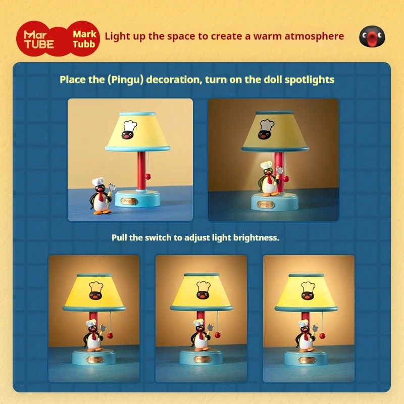 Martube حقيقية Pingu لمبة مكتب غرفة مصباح لتهيئة الجو النوم ضوء أنيمي الطرفية Pingu سطح المكتب الحلي الفتيات هدايا عيد