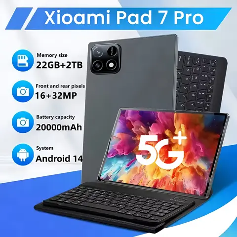 2025 새로운 오리지널 패드 7 프로 11 인치 태블릿 안드로이드 14 22GB + 2TB 20000mAh 5G 듀얼 SIM 블루투스 WiFi HD 4K 스크린 태블릿 PC Wifi7