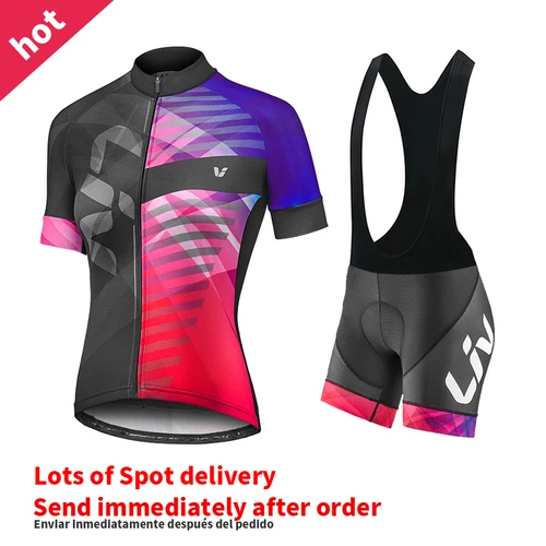 Imagen 1 del producto Conjunto de pantalones cortos de Ciclismo para mujer, Jersey de Ciclismo femenino, ropa de bicicleta, versión del equipo, traje de carreras, novedad de 2023