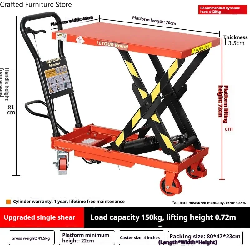Manual Hydraulic Lift Trolley Electric Mobile Small Working Lift Trolley Platform Commercial Furniture Hebebühnenwagen ZY60TC