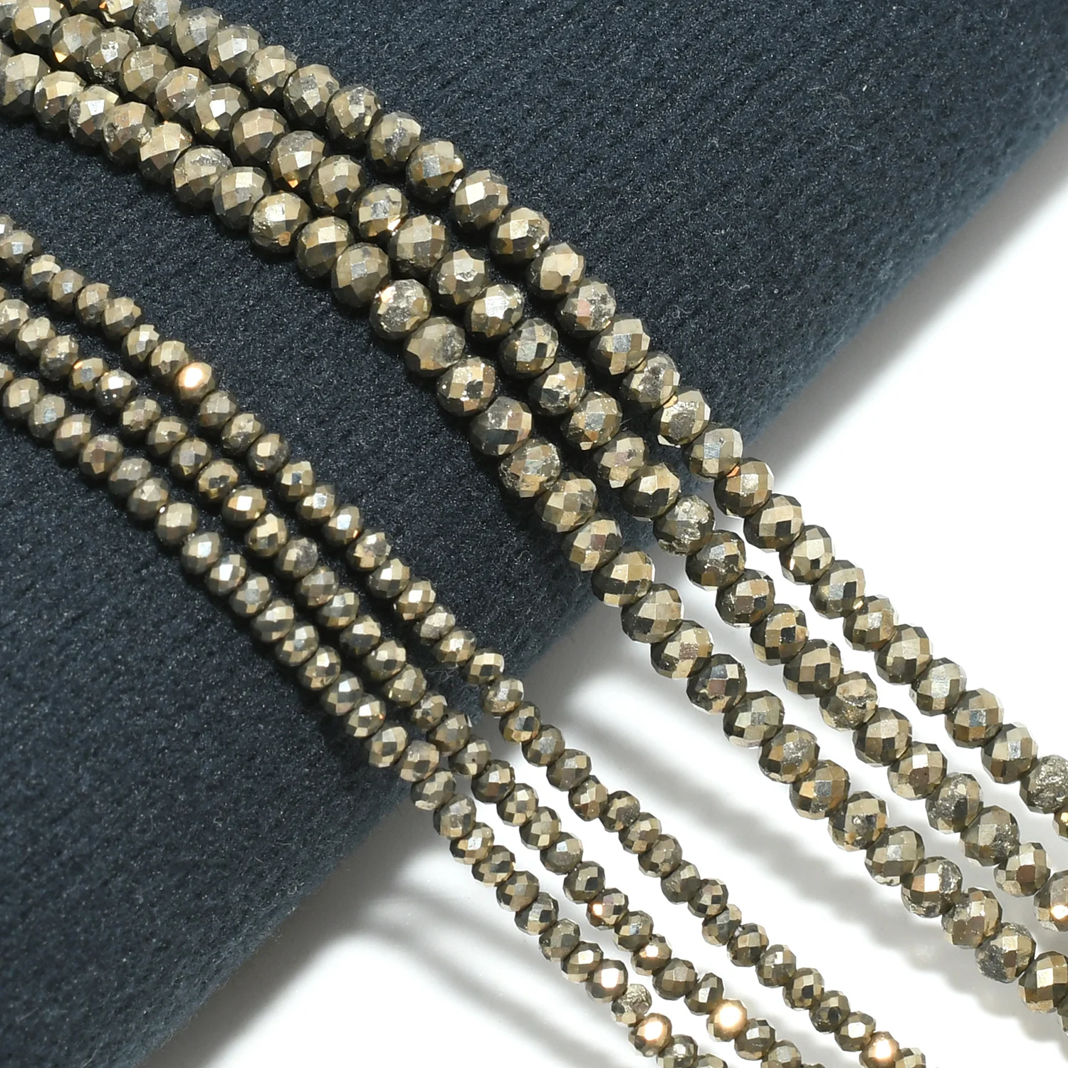 Natural Pyrite Faceted Rondelle Beads 1x2mm/2x3mm