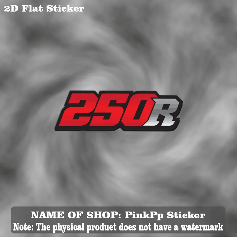 

1PC 2D Flat 250R Logo Sticker (Red Silver Black) - Self-Adhesive Waterproof Decal for Car Decor