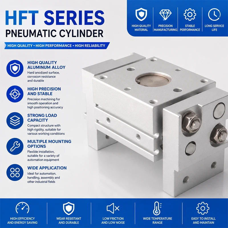 HFT Pneumatic Air Gripper Parallel Finger Cylinder Robot Gripper Industrial Automation HFT10 HFT16 HFT20 HFT25 HFT32