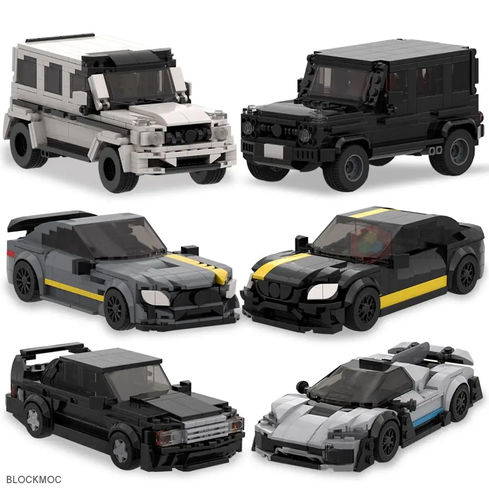 Moc Cars Bricks  GTR C63 ONE G63 Maisha Sharp E190 EVO Racing Sports Car SUV Building Blocks Speed Champion Racer Garage Toy