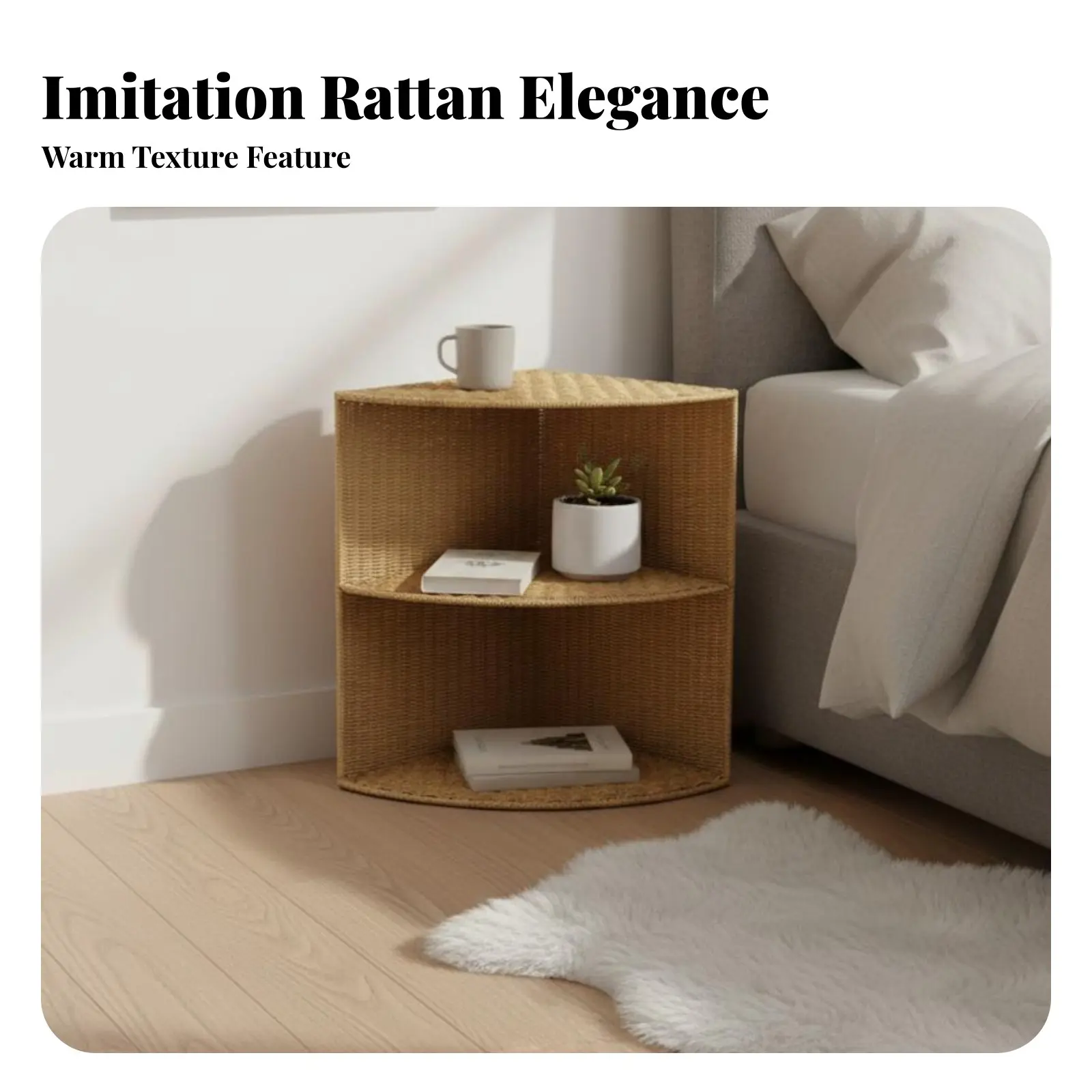 

Двухуровневая плетеная полка в скандинавском стиле, 2-уровневая приставная тумба, многофункциональная, прочная конструкция для арендаторов, офиса, балкона