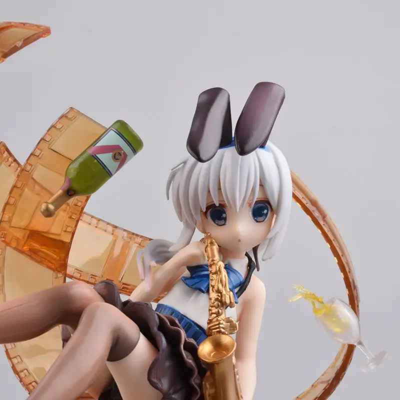 

17cm Chino Kafuu Figure Is The Order A Rabbit Saxophone Scene Anime Statue Rabbit Ear Collectible Model Anime Merchandise