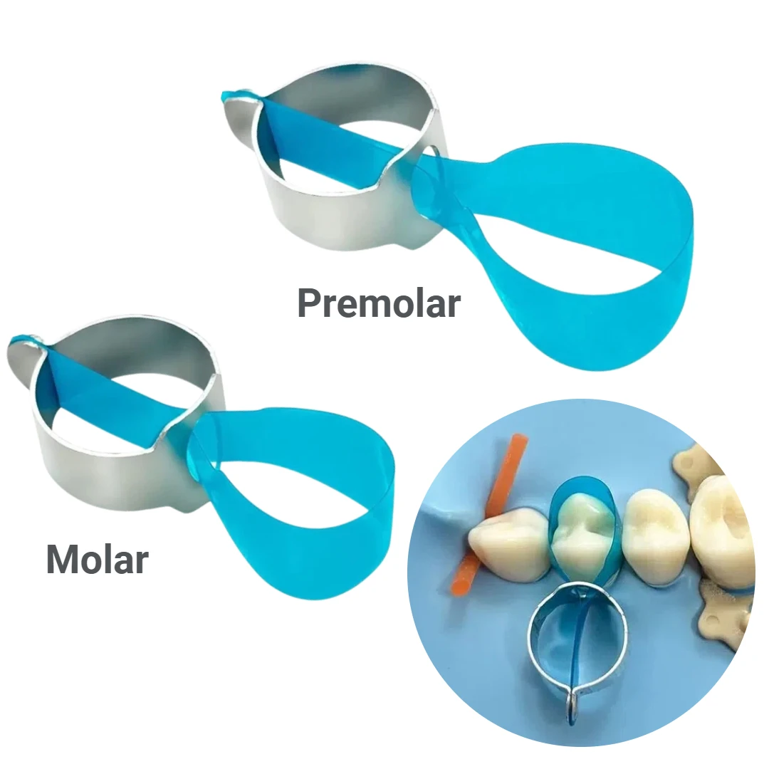 Dental Kerr Matrices Lucifix Type with Integrated Fixing Device Blue Matrix Bands Molar Premolar Class II Sectional Contoured