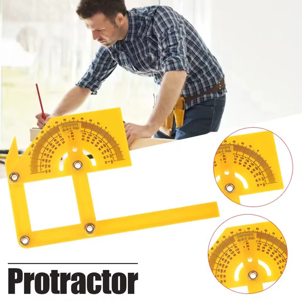 Transportador angular de plástico para carpintería, regla angular, buscador de esquinas, herramientas de carpintería, 0 °   hasta 180 °